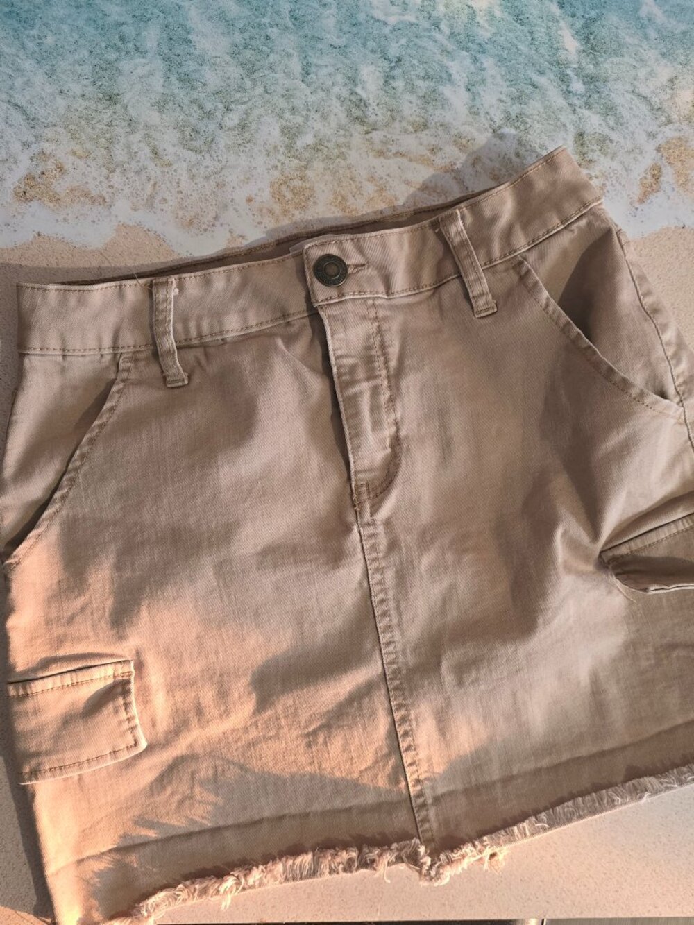 Tan cargo mini skirt